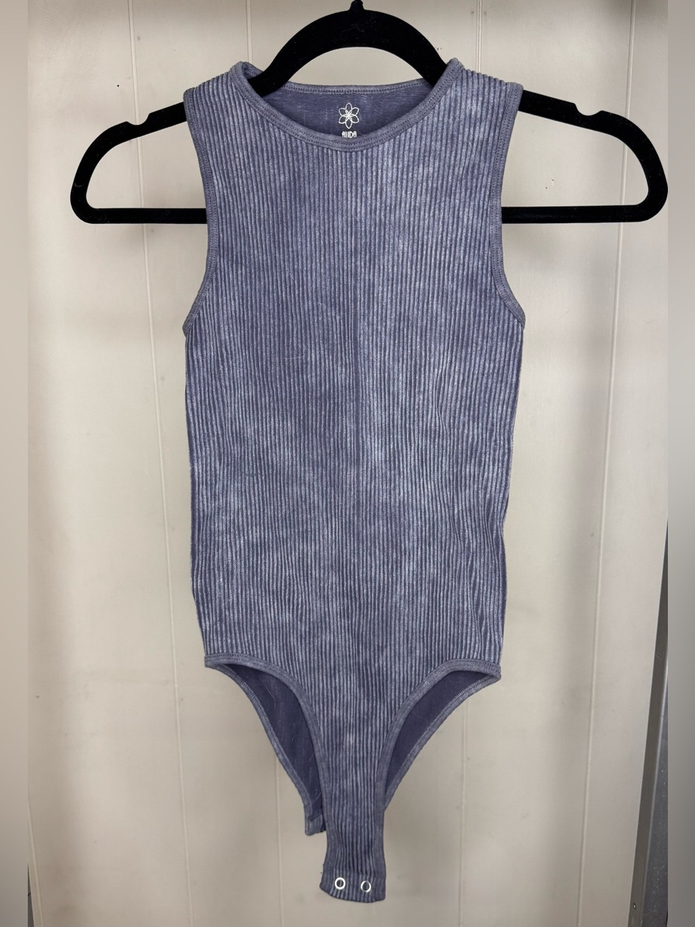 Aura Ribbed Grey Bodysuit - Size S/M